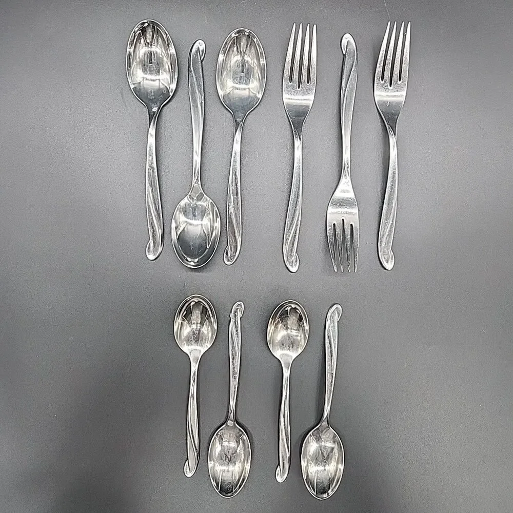 10pcs-International Stainless Flatware 3 Soup 4 Tea Spoons 3 Forks